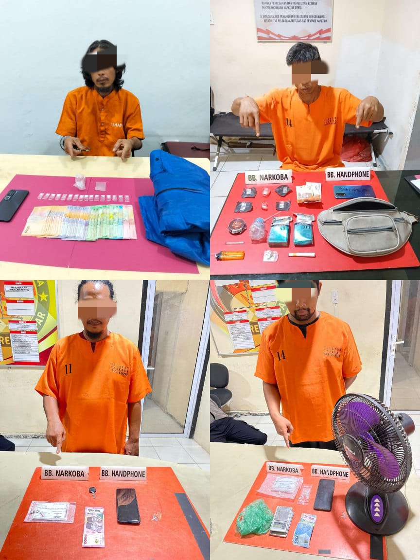 Polres Kampar Beraksi: 4 Bandar dan Pengedar Narkoba Tumbang