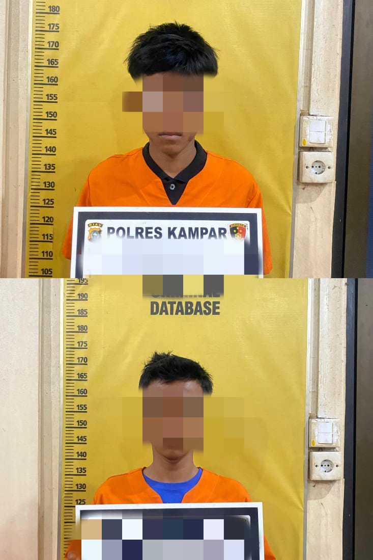Satreskrim Polres Kampar Amankan Dua Remaja Pencuri Kotak Infak di Bangkinang