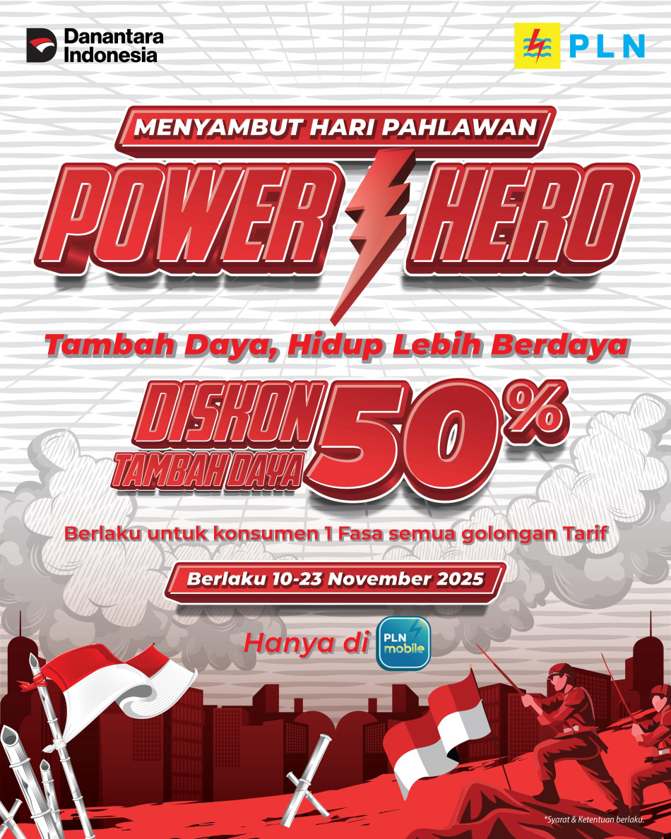 Promo Hari Pahlawan, PLN Beri Potongan 50 Persen Biaya Tambah Daya Hingga 7.700 VA