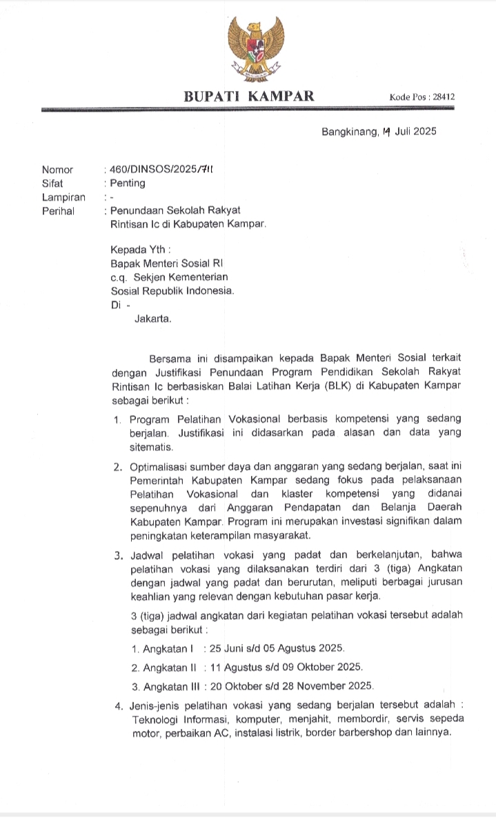 Penundaan PSN Sekolah Rakyat di Kampar Berpotensi Timbulkan Jeratan Hukum, Pemerintah Pusat Diminta Bertindak