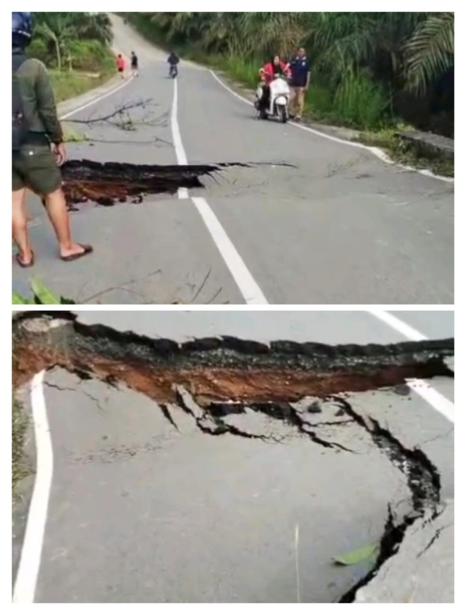 Boxculvert Penghubung Dua Desa di Kampar Kiri Ambruk, Akses Jalan Provinsi Terancam Lumpuh Jelang Idul Fitri