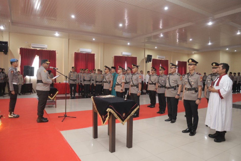 Kapolres Kampar Pimpin Sertijab Sejumlah Pejabat, Ipda Johanes Jabat Kapolsek Bangkinang Kota