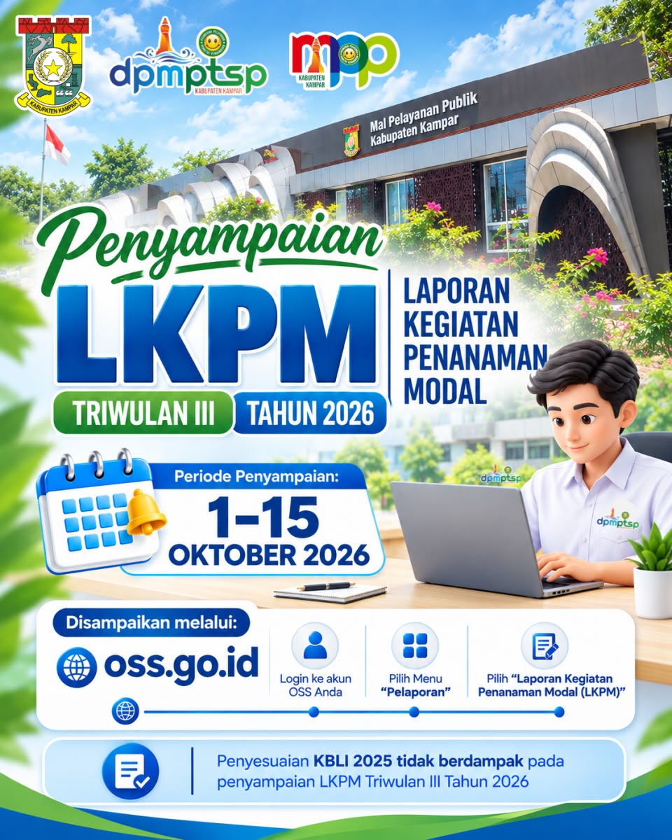 DPMPTSP Kampar Buka Pelaporan LKPM Triwulan III 2026, Pelaku Usaha Diminta Tepat Waktu